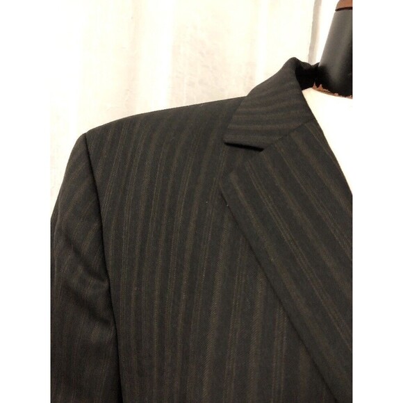Hugo Boss Men's Blazer Black Brown Stripe Pure Wool Fully Lined Size 40R - Picture 2 of 12